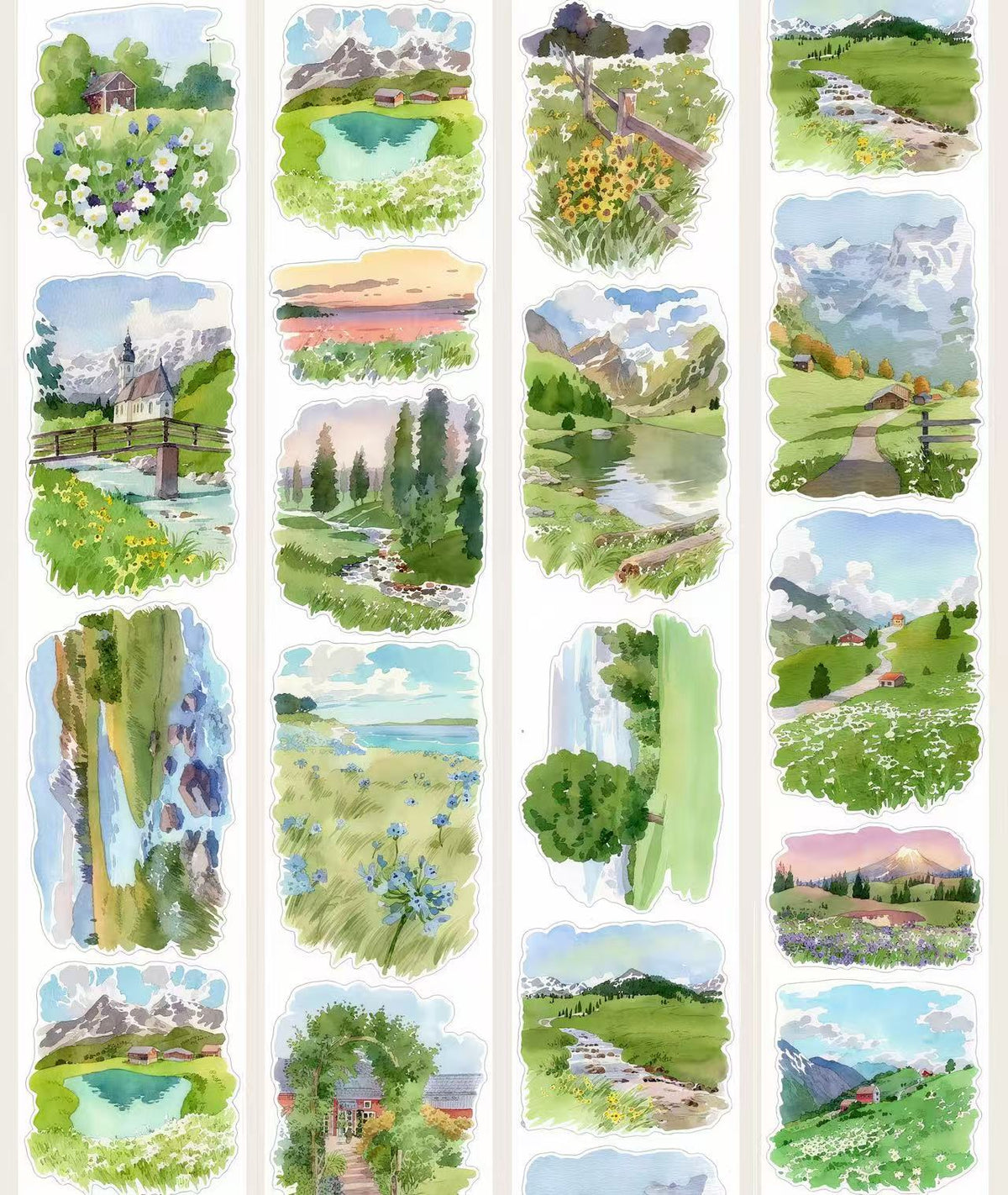 Mountain River Cottage Scenery Die‑Cut Tape