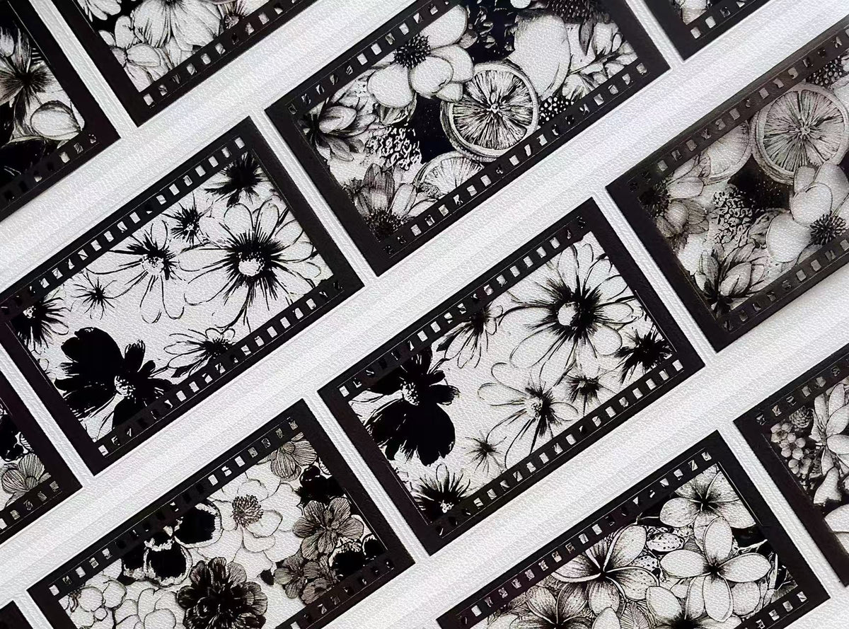Black Background Flower Die‑Cut PET Tape