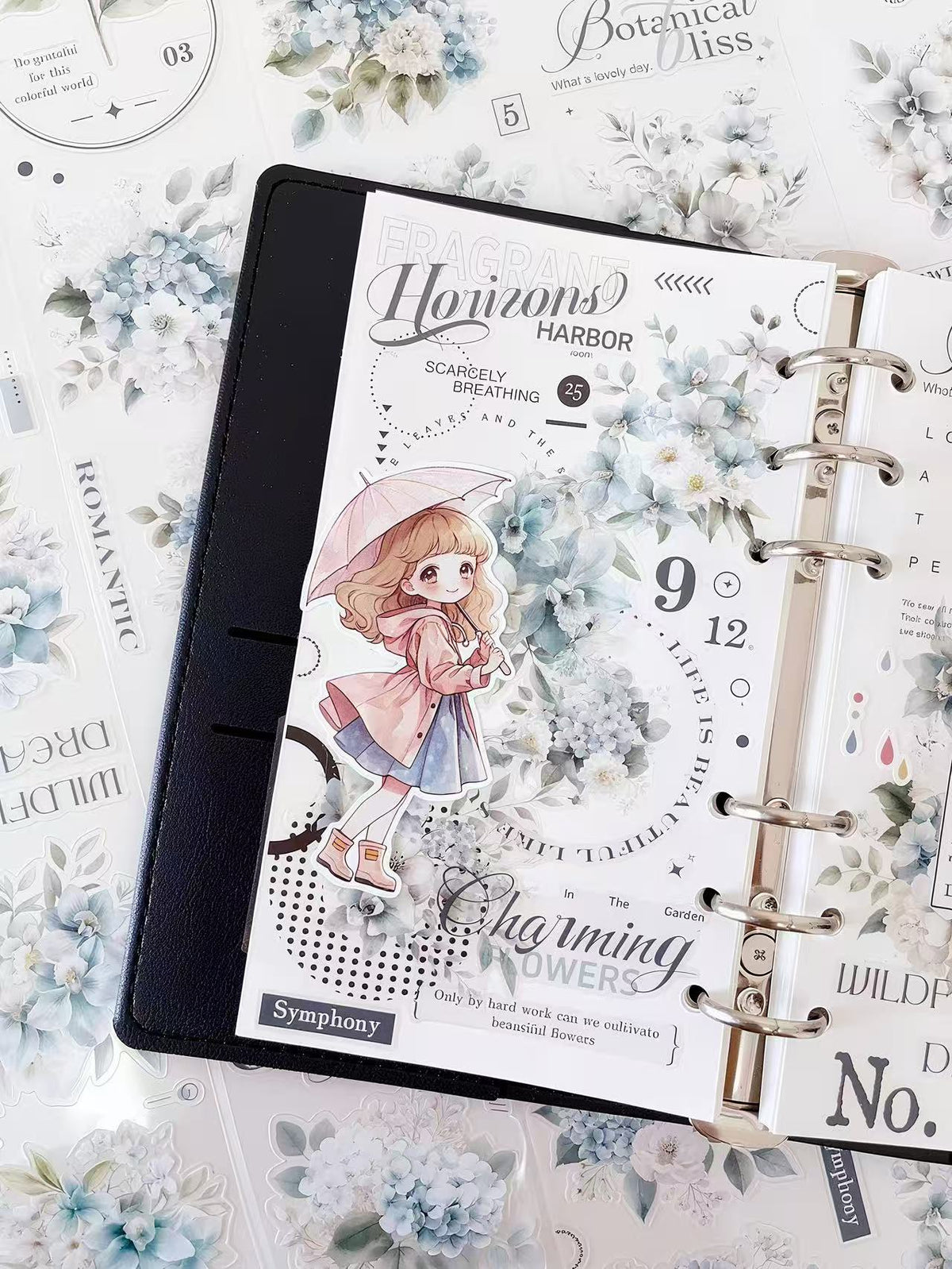 Light Blue Hydrangea Floral Washi Tape