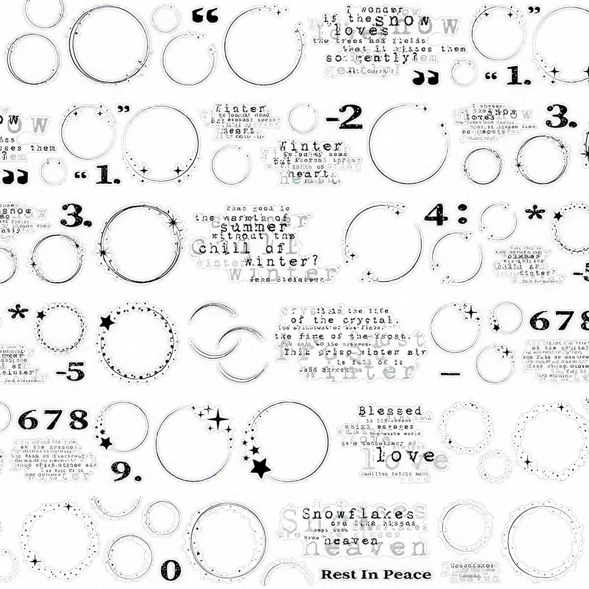 Outline Circle Number Text Die‑Cut PET Tape