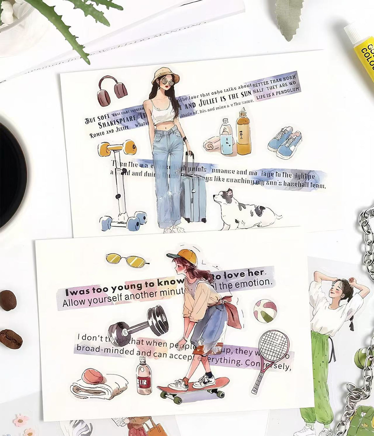 Casual Lifestyle Figure PET Journal Stickers