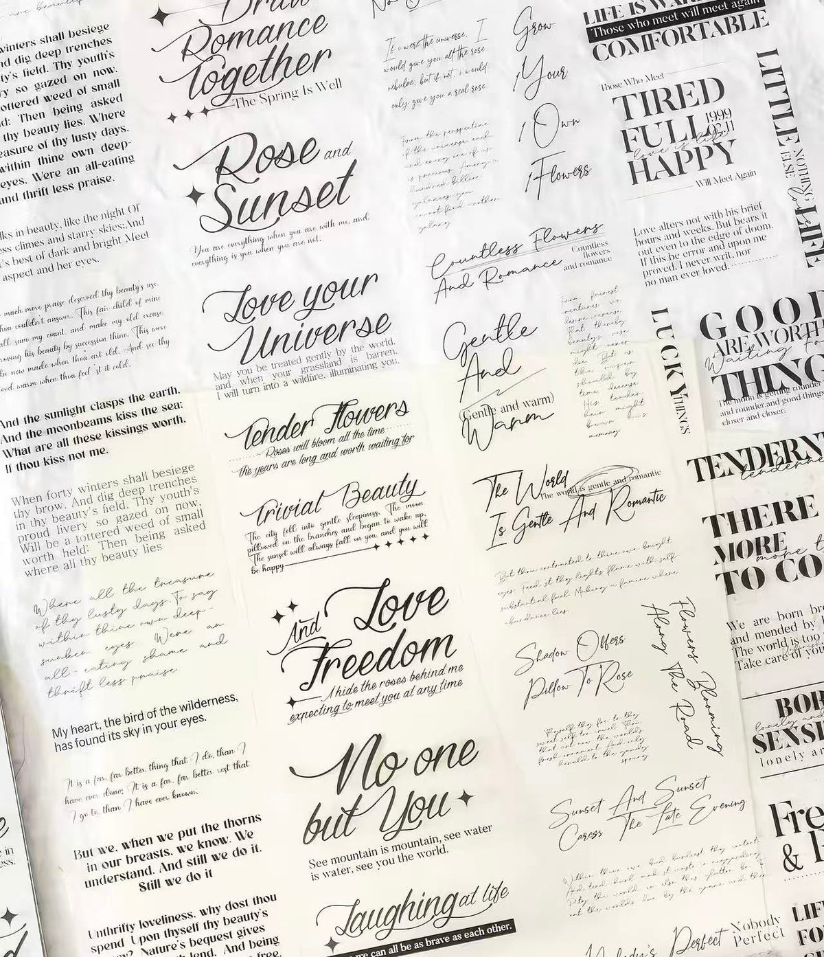 Artistic English Quote PET Die-Cut Tape