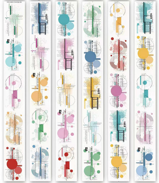 Basic Patterns Washi Tape Geometric Elegance Decorative Masking Tapes for Arts, DIY Crafts, Journals, Planners, Scrapbook, Wr