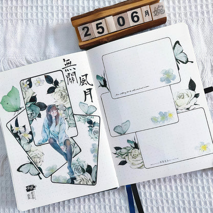 Green Rose Butterfly Die-Cut Tape
