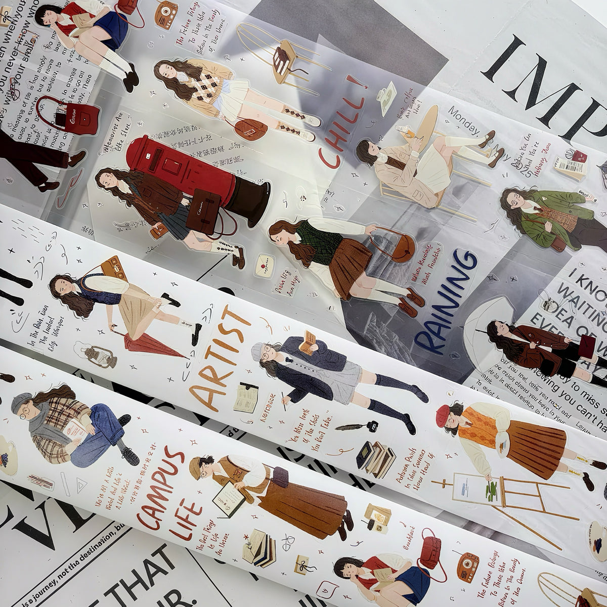 Fashion Illustration Girl Die‑Cut Tape