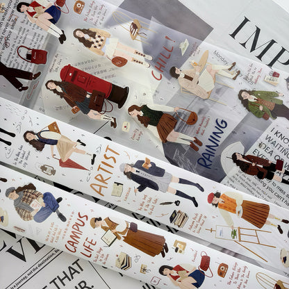 Fashion Illustration Girl Die‑Cut Tape