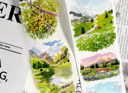 Mountain River Cottage Scenery Die‑Cut Tape