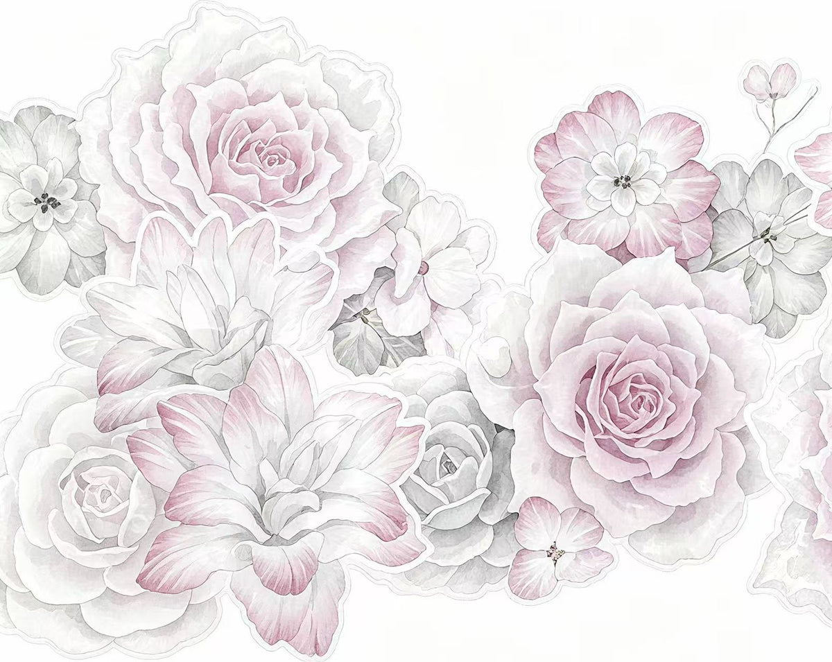 Dusty Pink Peony & Rose Die-Cut Tape