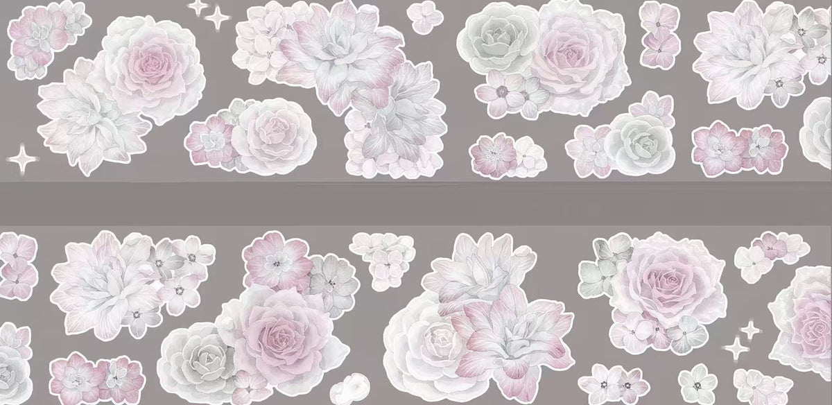 Dusty Pink Peony & Rose Die-Cut Tape