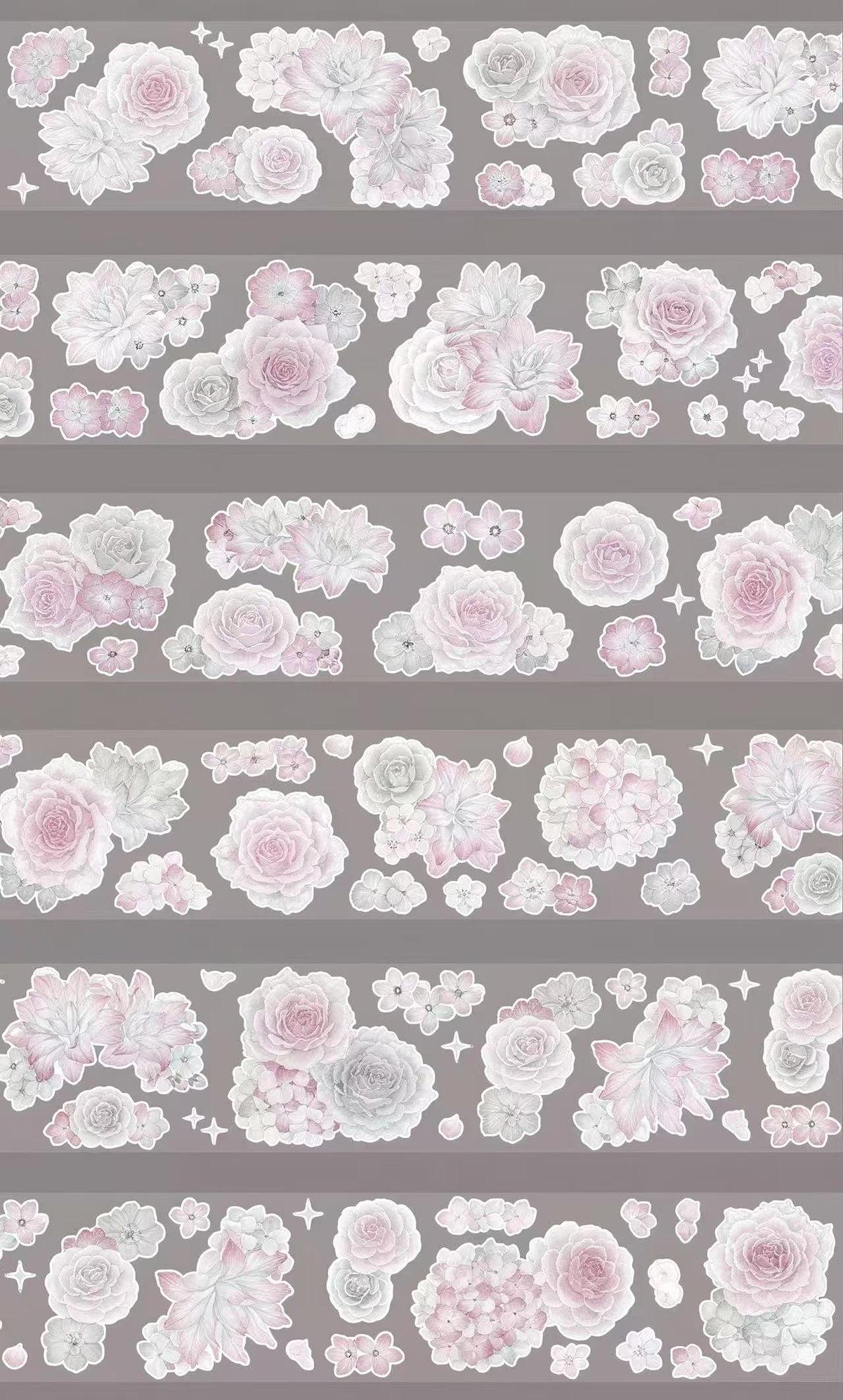 Dusty Pink Peony & Rose Die-Cut Tape