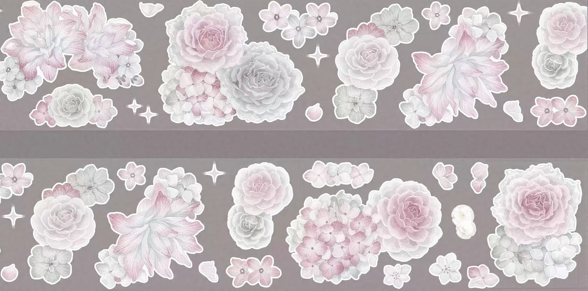 Dusty Pink Peony & Rose Die-Cut Tape
