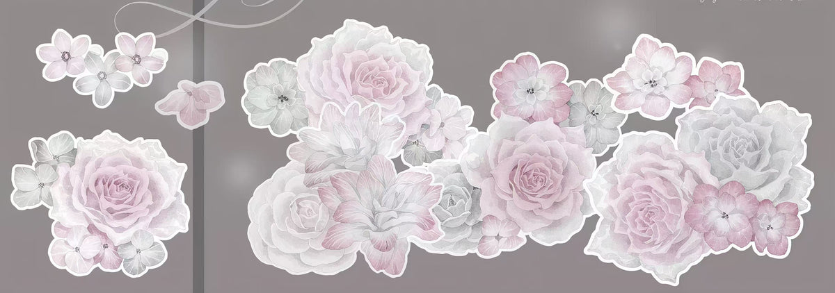 Dusty Pink Peony & Rose Die-Cut Tape