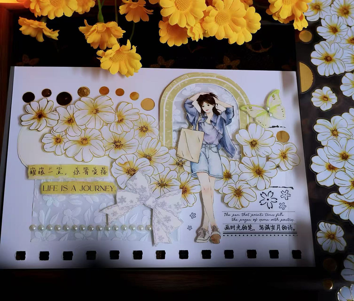 White Daisy Flower Die-Cut Tape