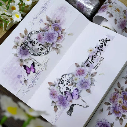 Purple Floral Die-Cut PET Tape