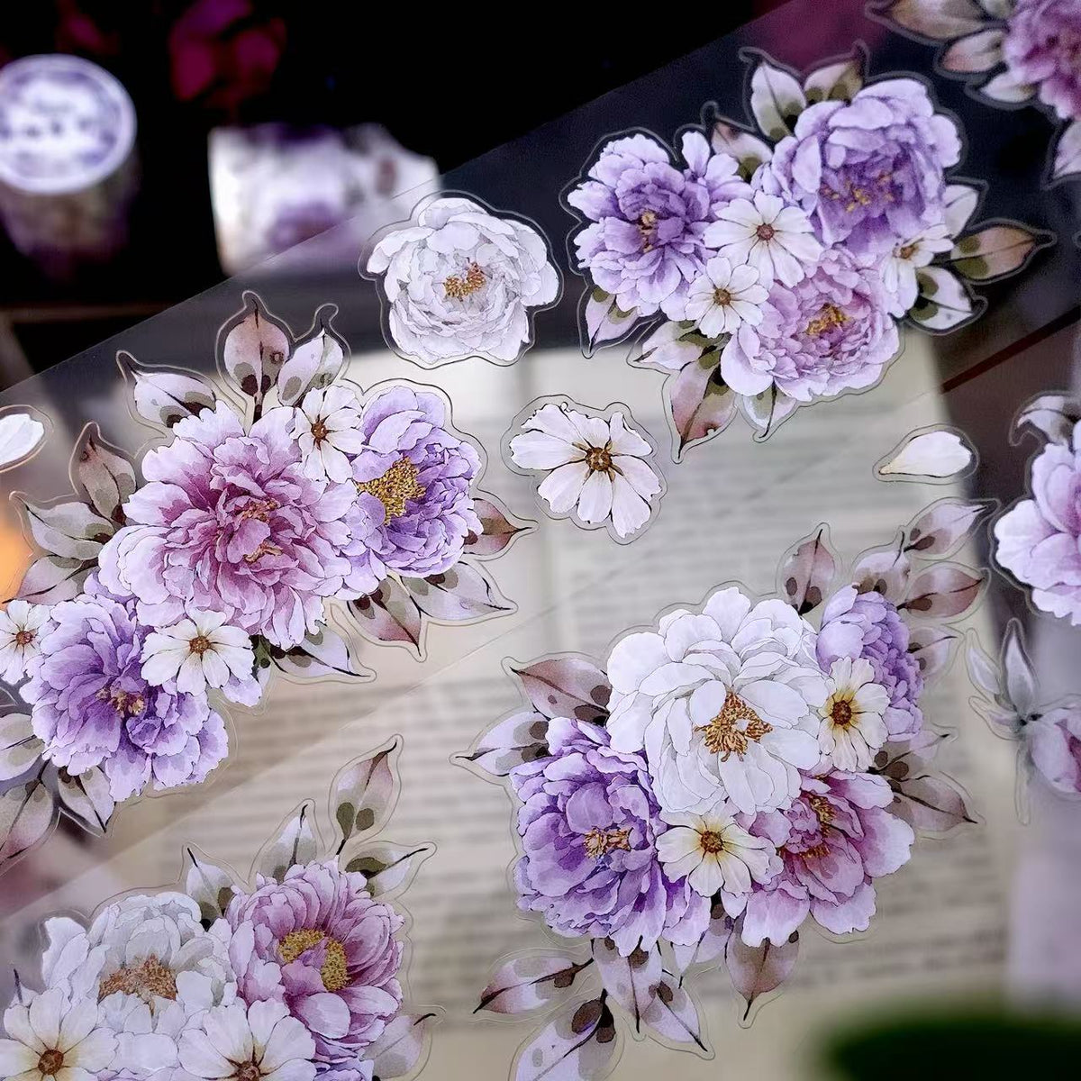 Purple Floral Die-Cut PET Tape