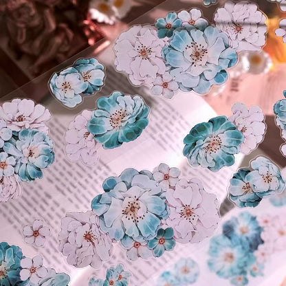 Blue Green Floral Die-Cut PET Tape