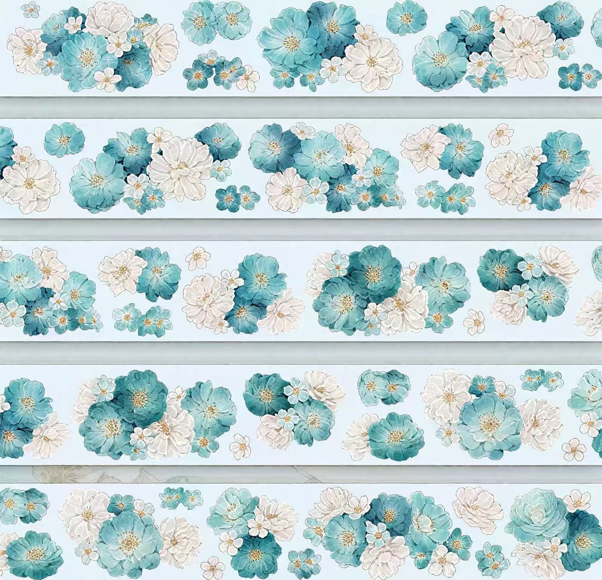 Blue Green Floral Die-Cut PET Tape