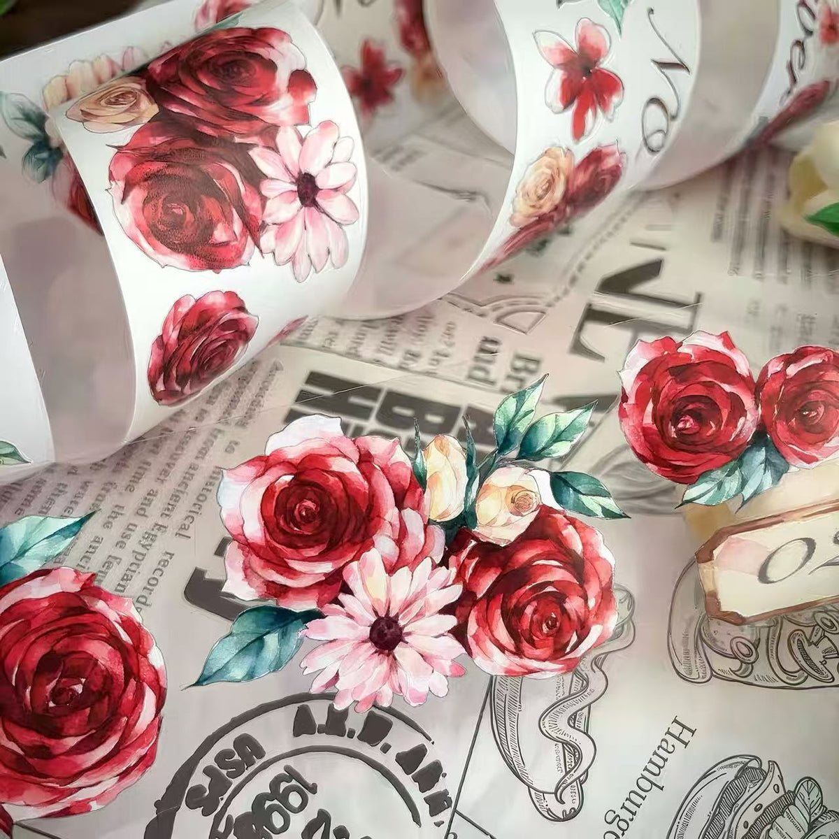 Vintage Rose Die-Cut Washi Tape