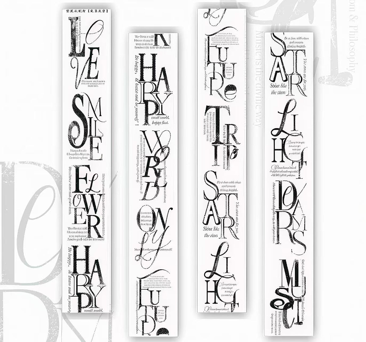 Black White Letter Die-Cut Washi Tape