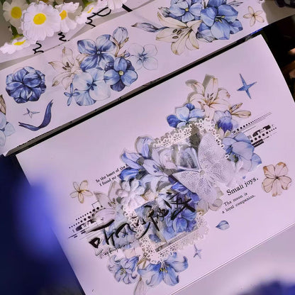 Blue Purple  Floral Die-Cut PET Tape
