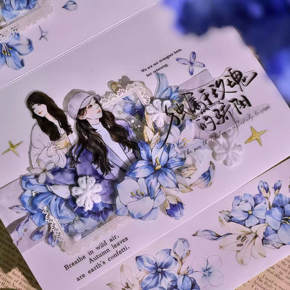 Blue Purple  Floral Die-Cut PET Tape