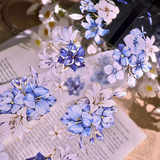 Blue Purple  Floral Die-Cut PET Tape