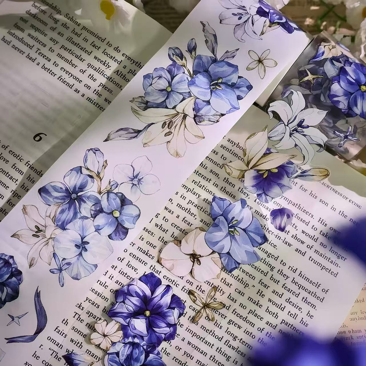 Blue Purple  Floral Die-Cut PET Tape