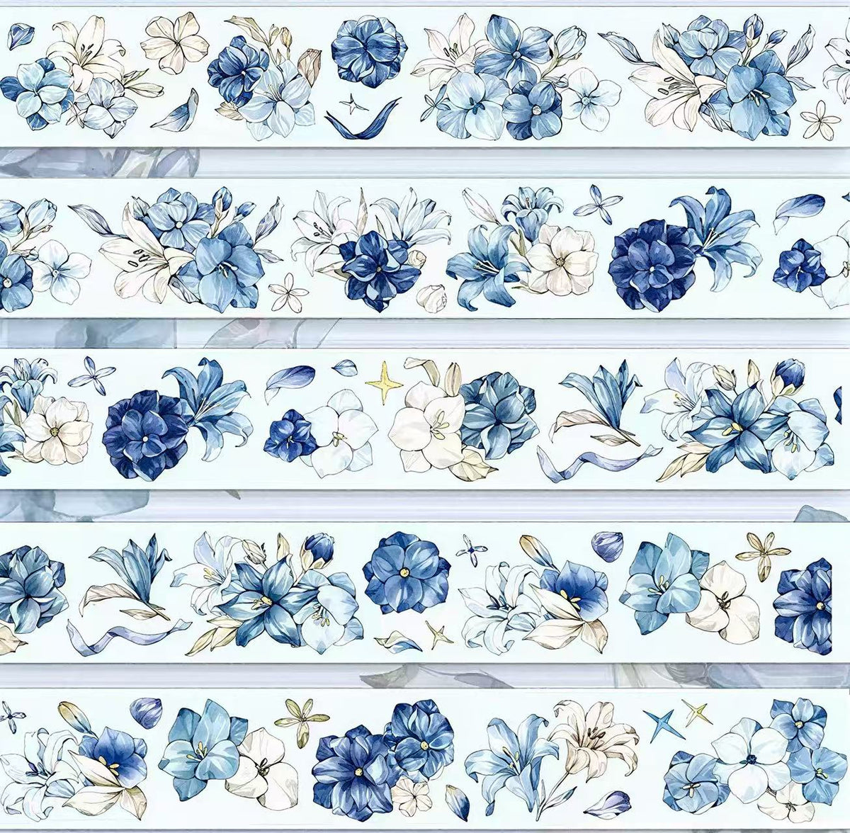 Blue Purple  Floral Die-Cut PET Tape