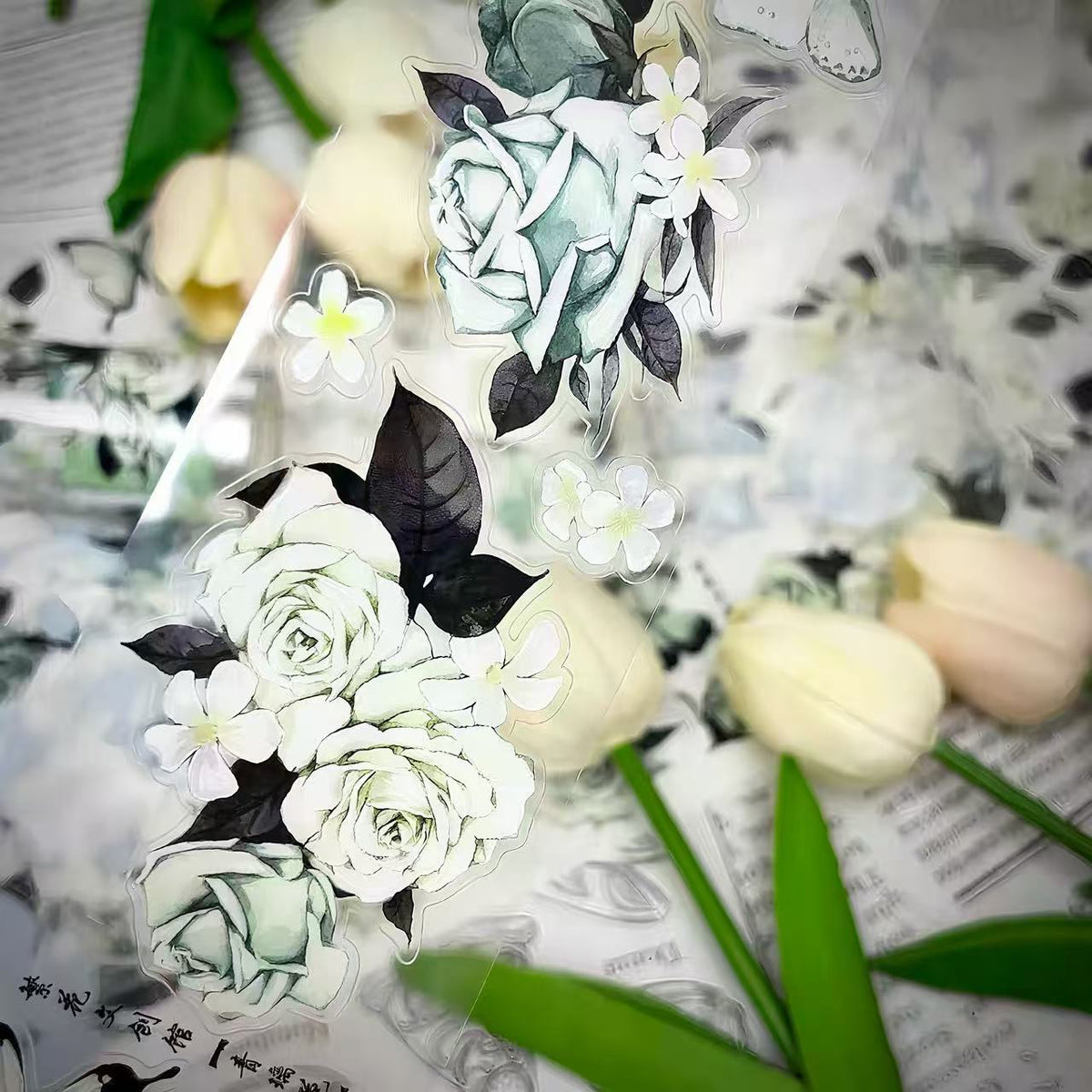 Green Rose Butterfly Die-Cut Tape
