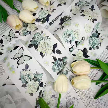 Green Rose Butterfly Die-Cut Tape