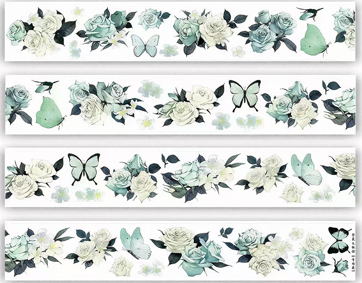 Green Rose Butterfly Die-Cut Tape