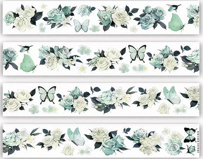 Green Rose Butterfly Die-Cut Tape
