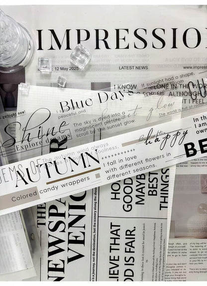 Black White Seasonal Text Die‑Cut Washi Tape