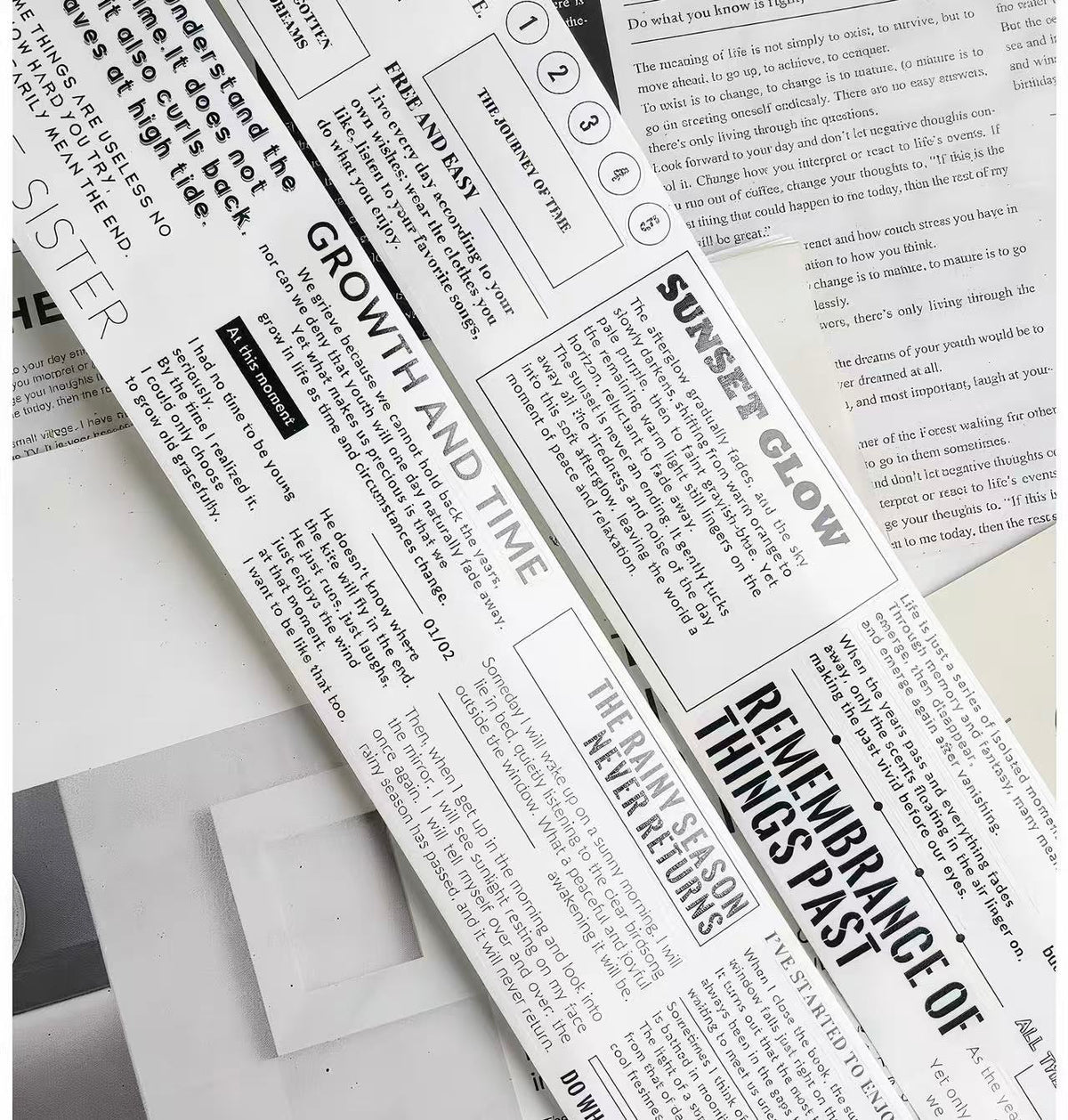 Black White Retro Text Die‑Cut Tape