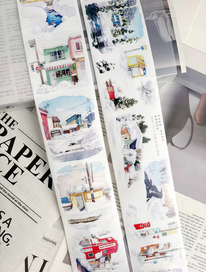 Winter Snowy Town Die‑Cut Tape