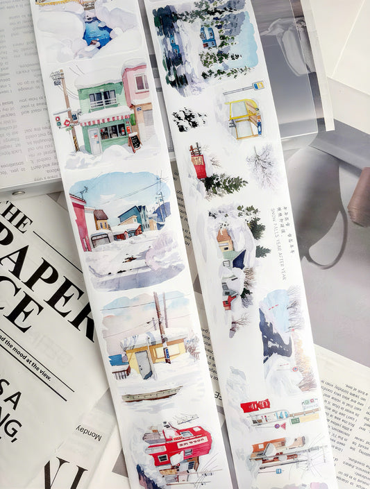 Winter Snowy Town Die‑Cut Tape
