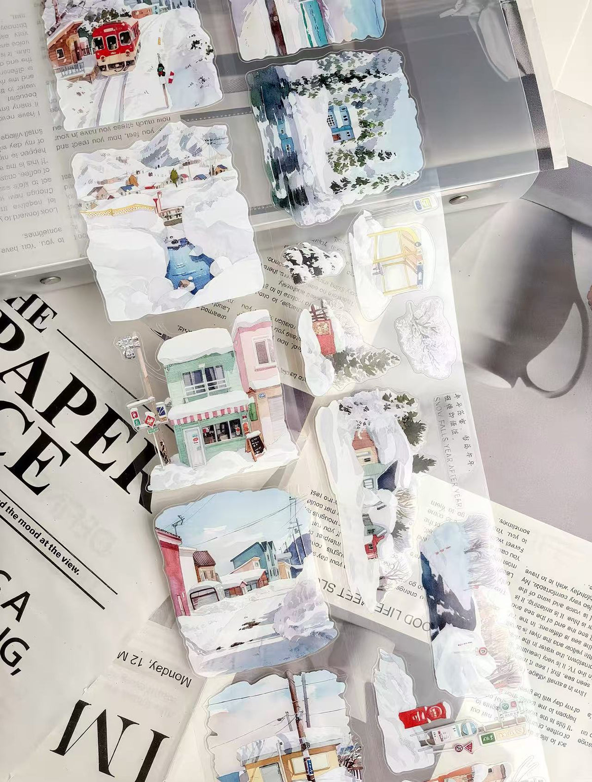Winter Snowy Town Die‑Cut Tape