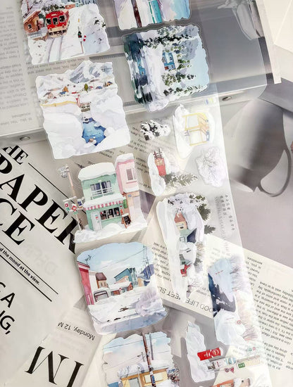 Winter Snowy Town Die‑Cut Tape