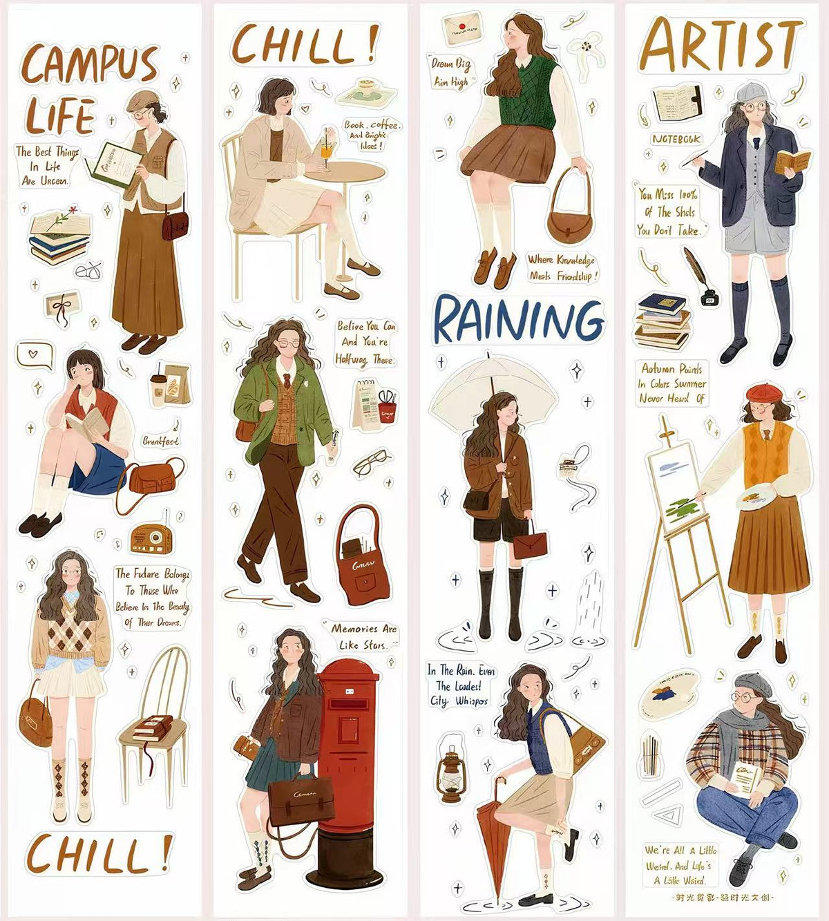 Fashion Illustration Girl Die‑Cut Tape