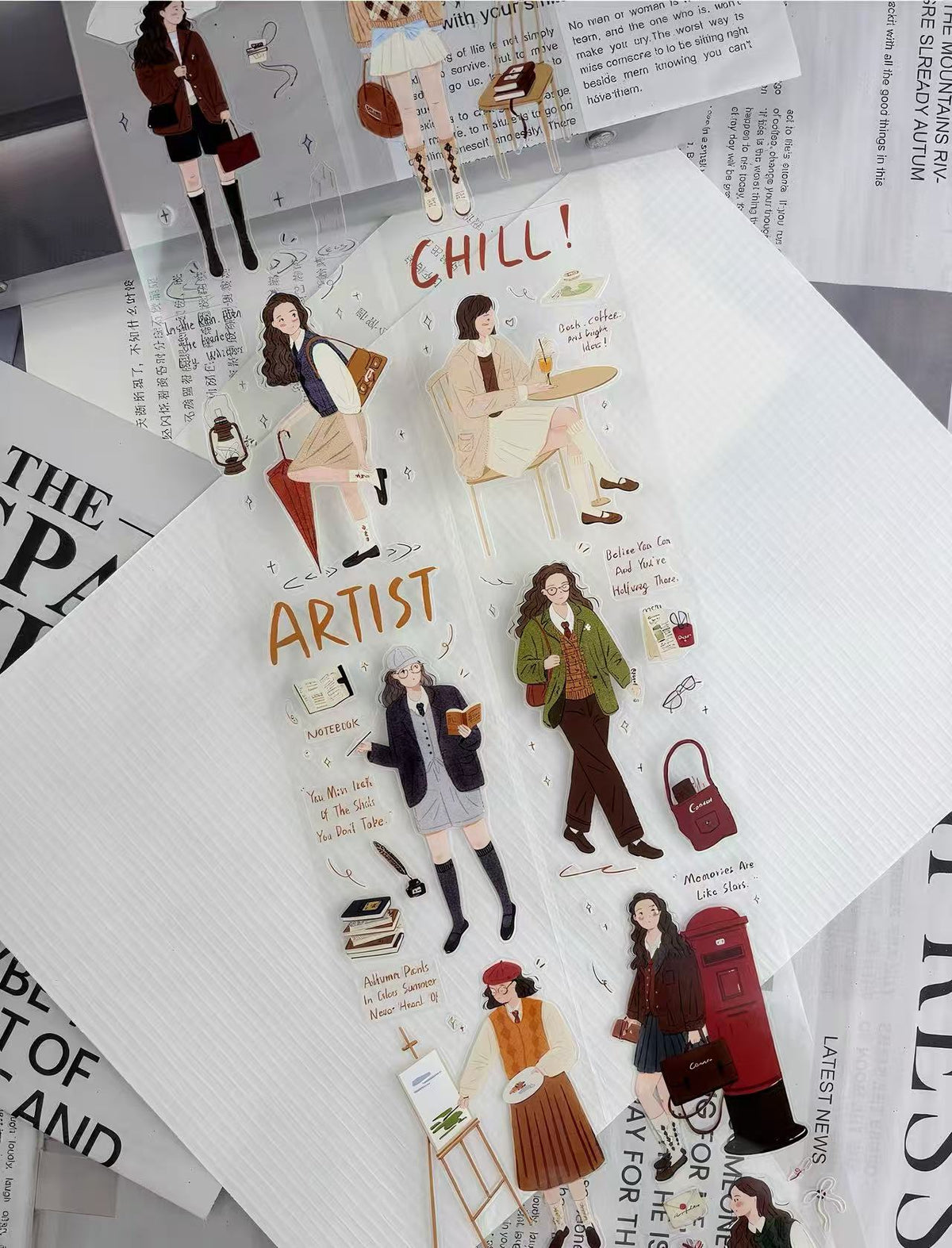 Fashion Illustration Girl Die‑Cut Tape