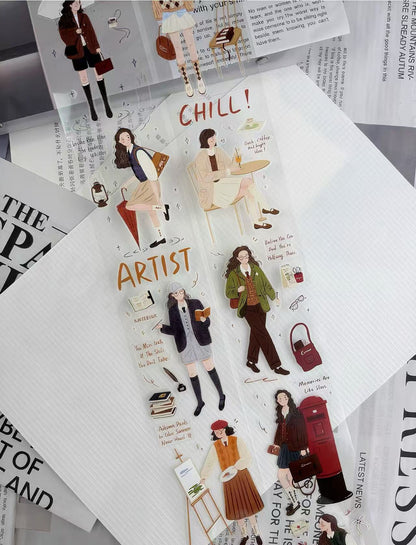 Fashion Illustration Girl Die‑Cut Tape