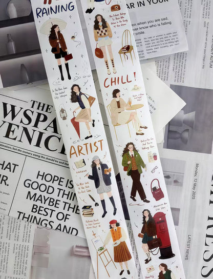 Fashion Illustration Girl Die‑Cut Tape