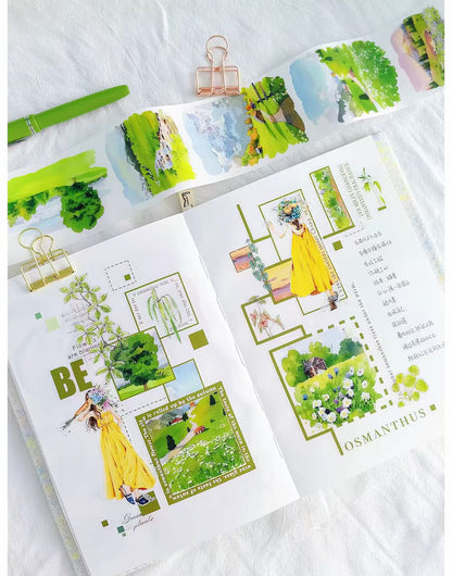 Mountain River Cottage Scenery Die‑Cut Tape