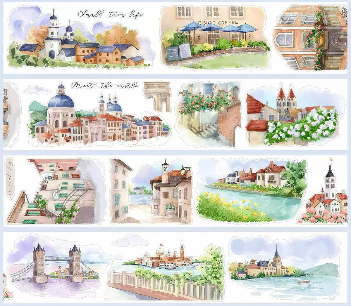 Romantic Architecture Scenery Die‑Cut Tape