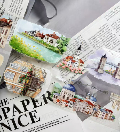 Romantic Architecture Scenery Die‑Cut Tape