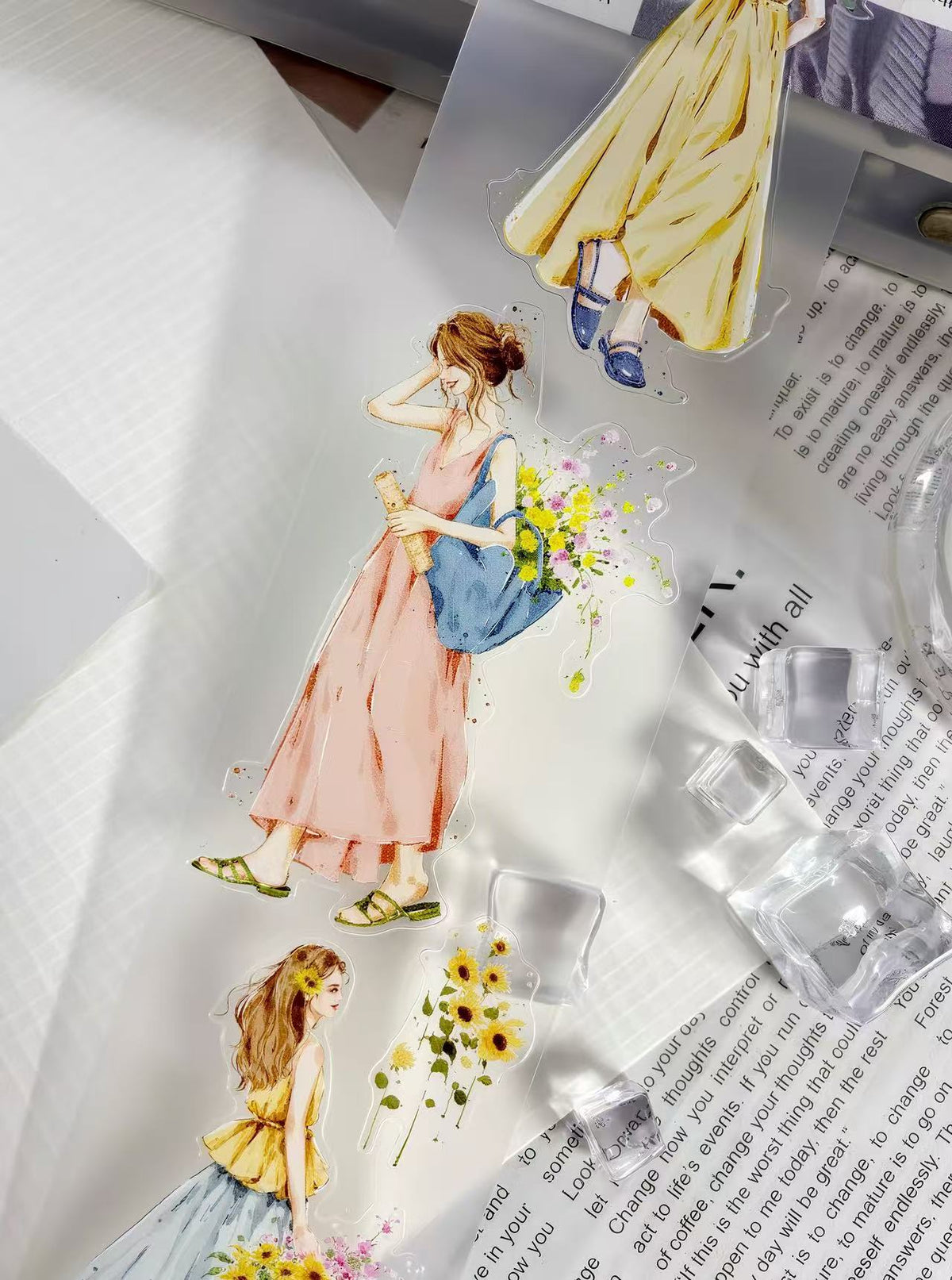 Pastoral Floral Girl Figure Die‑Cut PET Tape