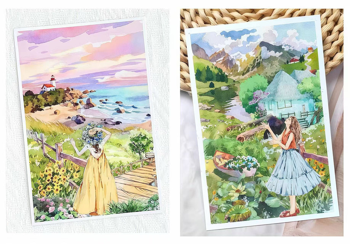 Pastoral Floral Girl Figure Die‑Cut PET Tape