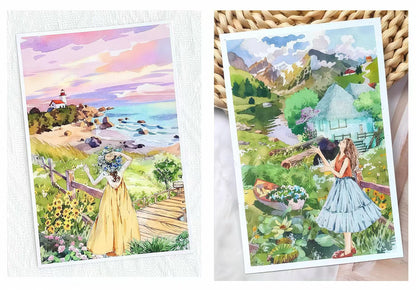Pastoral Floral Girl Figure Die‑Cut PET Tape