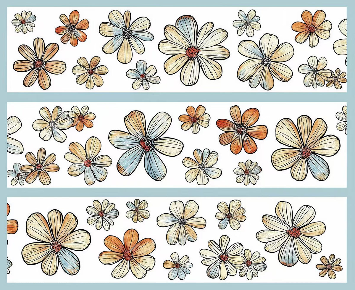 Sketch Style Wild Flower Die‑Cut PET Tape