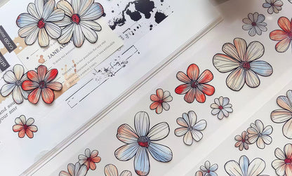 Sketch Style Wild Flower Die‑Cut PET Tape